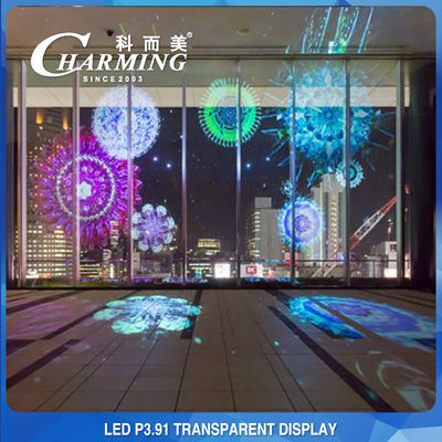 Esposizione di vetro trasparente di RGB P3.91, schermo della parete LED di vetro di 500x1000mm