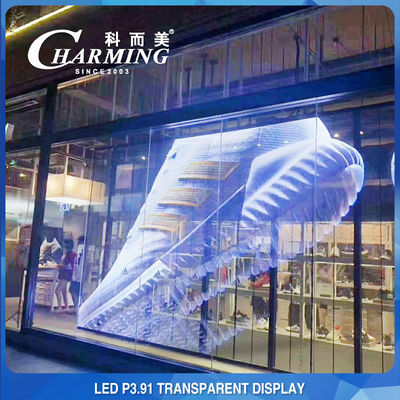 Affascinante display da parete trasparente all'aperto a LED anticollisione 500x1000mm