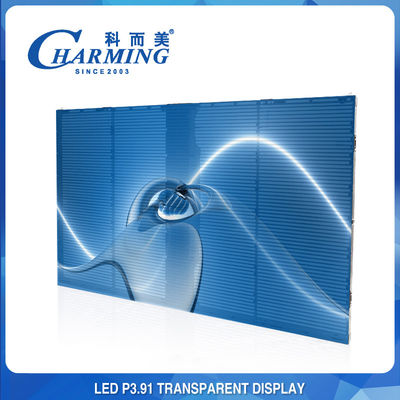 Schermo di vetro del centro commerciale 3D LED che annuncia l'esposizione di parete trasparente del video di P3.91 LED