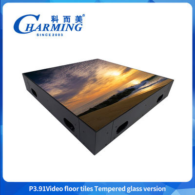 Custom Indoor And Outdoor Ultra Thin Glass Gob Cover Iron Frame Stage Floor Interactive Digital Panel Video Wall Dance Floor LED Screen