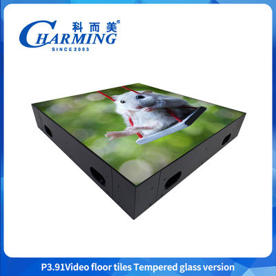 Custom Indoor And Outdoor Ultra Thin Glass Gob Cover Iron Frame Stage Floor Interactive Digital Panel Video Wall Dance Floor LED Screen
