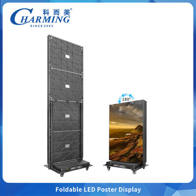 Display video a parete a LED pieghevole P1.86 P2 P2.5 con 25% di spazio di imballaggio in meno e ruote universali a 360 ° per una facile mobilità