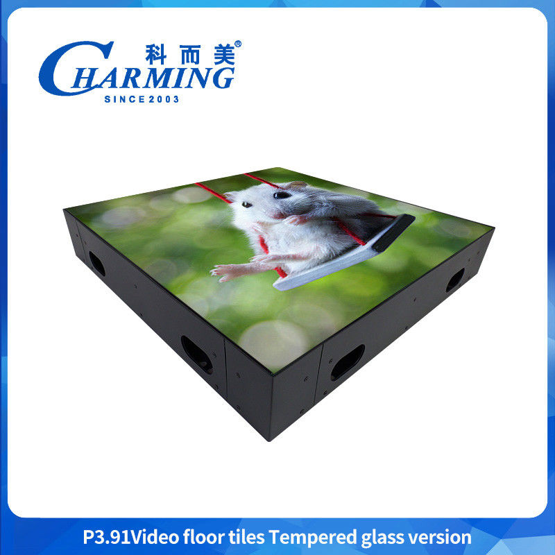 Custom Indoor And Outdoor Ultra Thin Glass Gob Cover Iron Frame Stage Floor Interactive Digital Panel Video Wall Dance Floor LED Screen