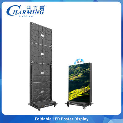 Schermo pieghevole a LED P1.86 per poster, uso pieghevole, interno, mobile con ruote